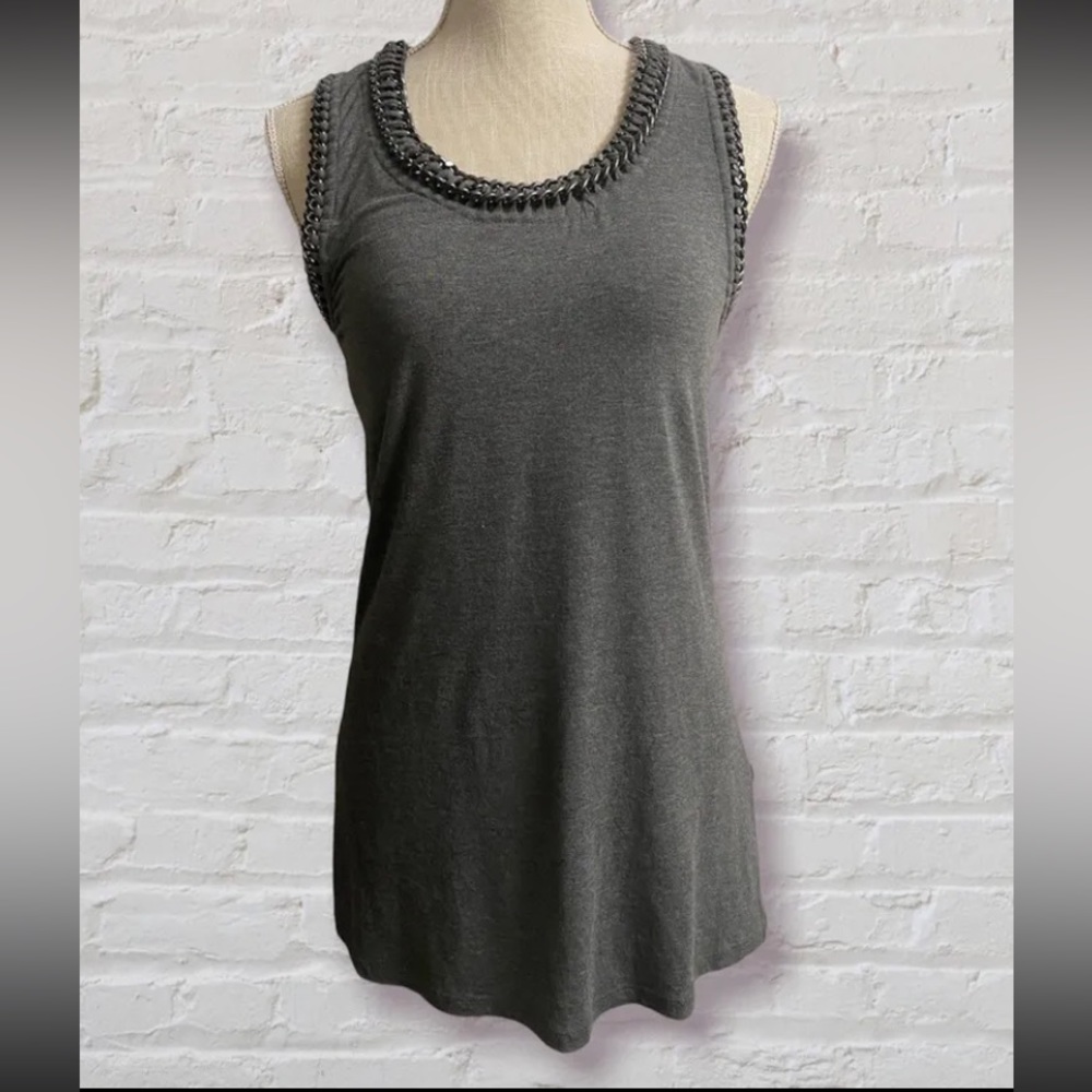 ALL SAINTS - Itita Vest Chain Neck Line Charcoal Tank Top Size 4 - Picture 2 of 9
